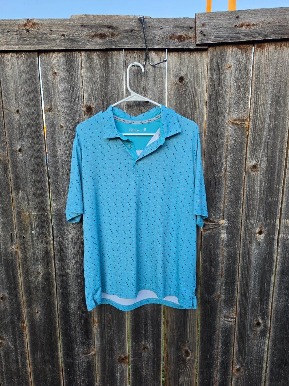 Walter Hagen 11 Performance Golf Polo Shirt Men's Large Blue Dot Print Stretch